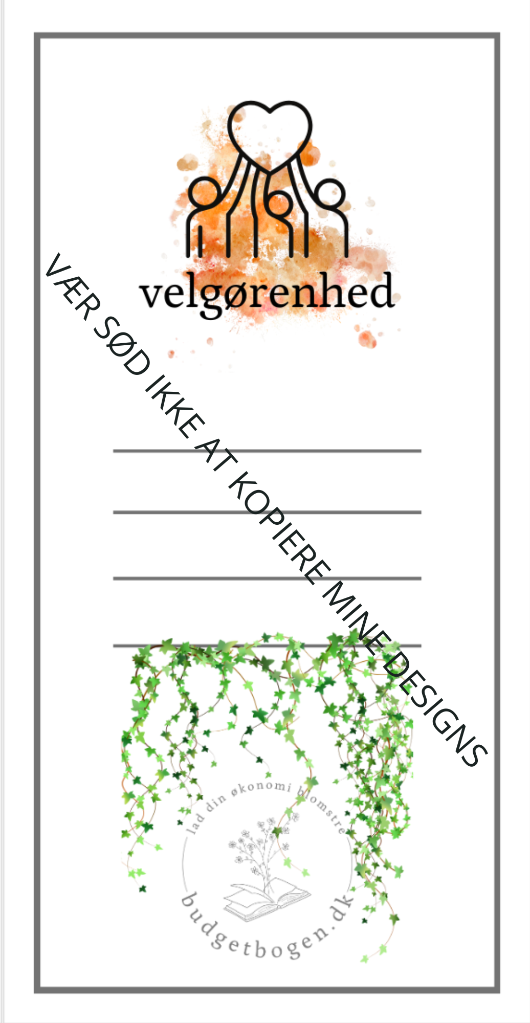 Velgørenhed - kategoriark til lomme