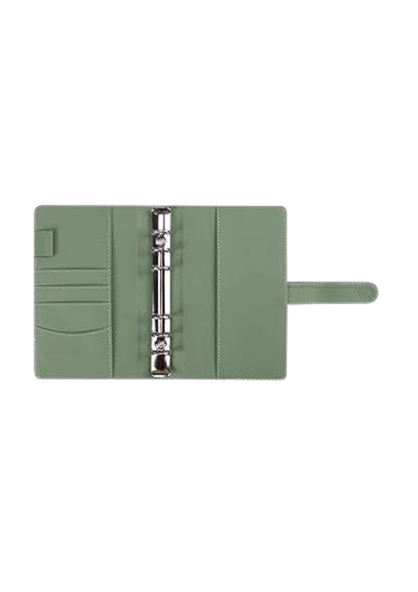 A6 Binder i støvet grøn pu-læder med magnetlukning.