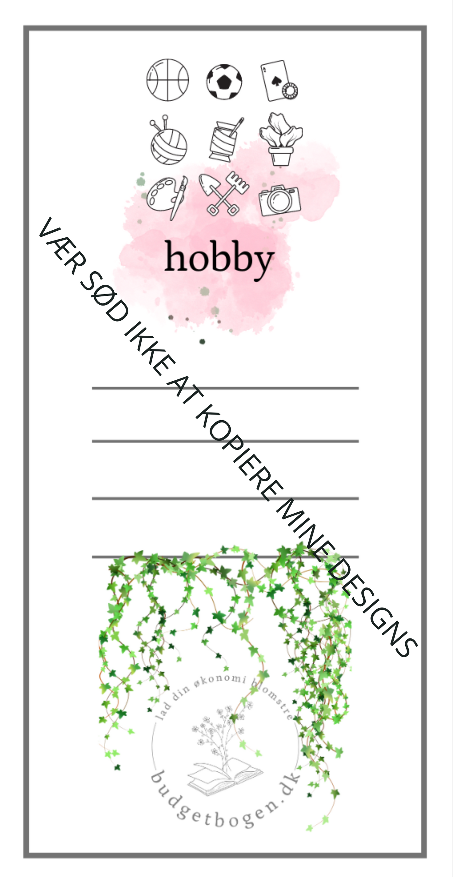 Hobby - kategoriark til lomme