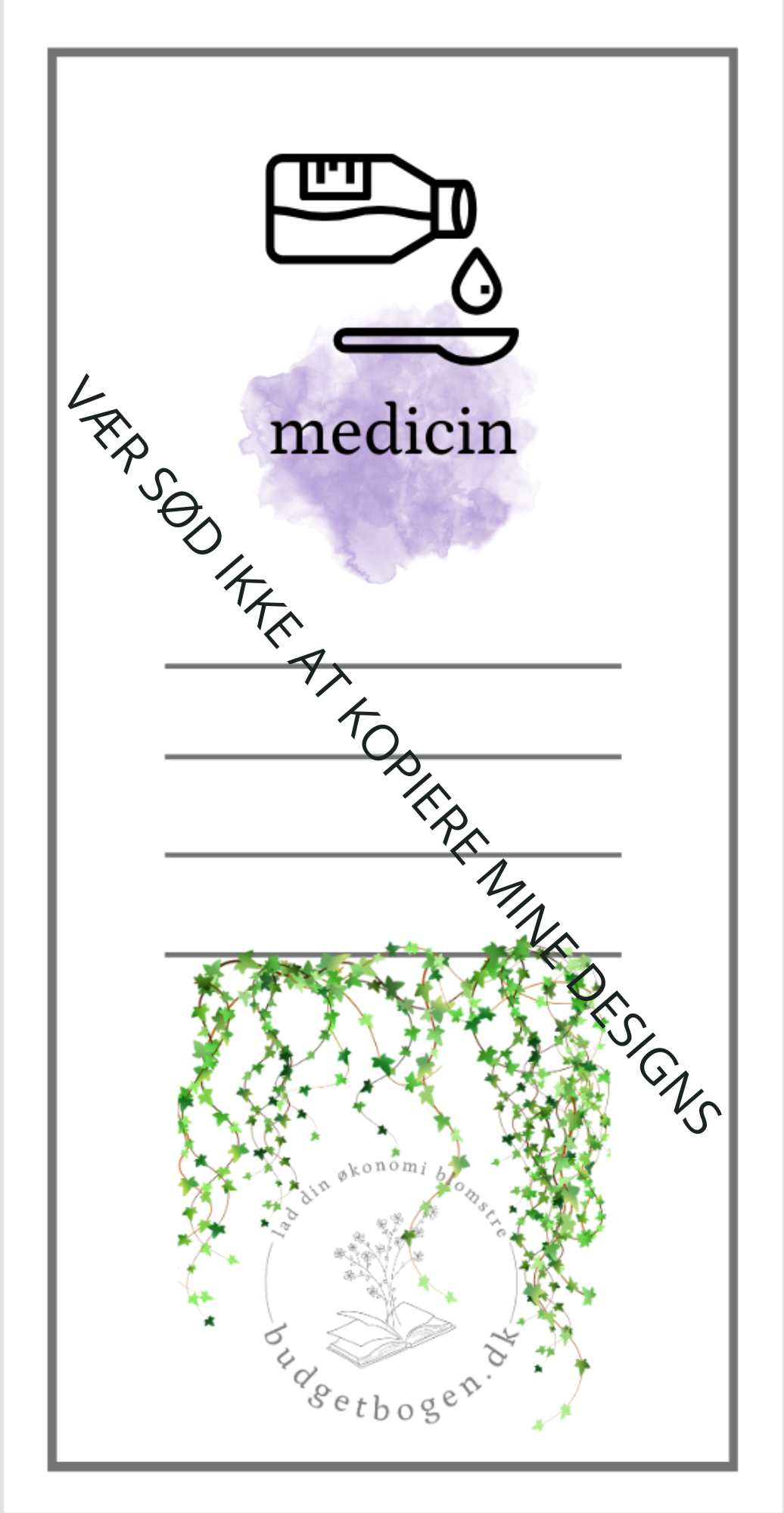 Medicin - kategoriark til lomme