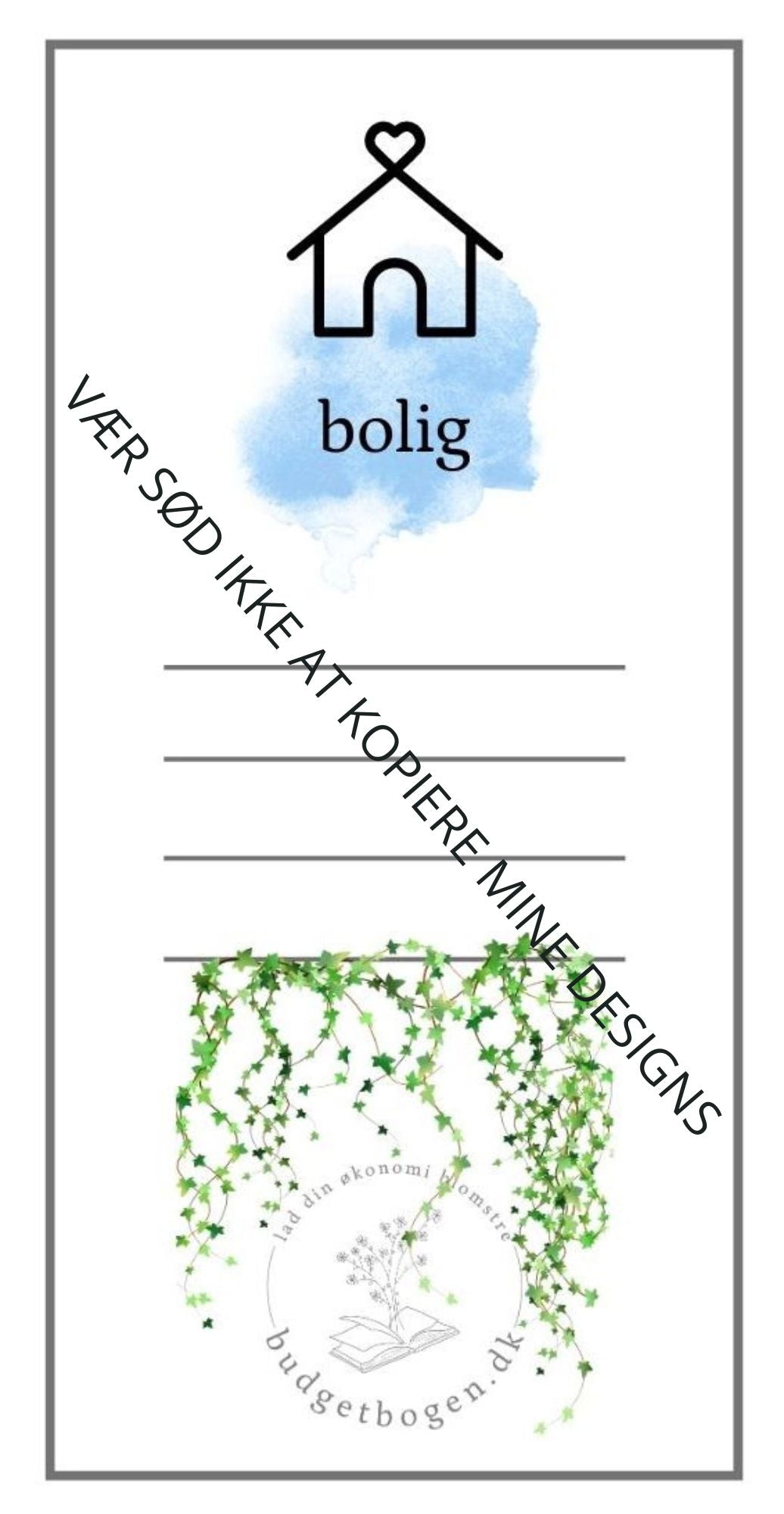 Bolig - kategoriark til lomme