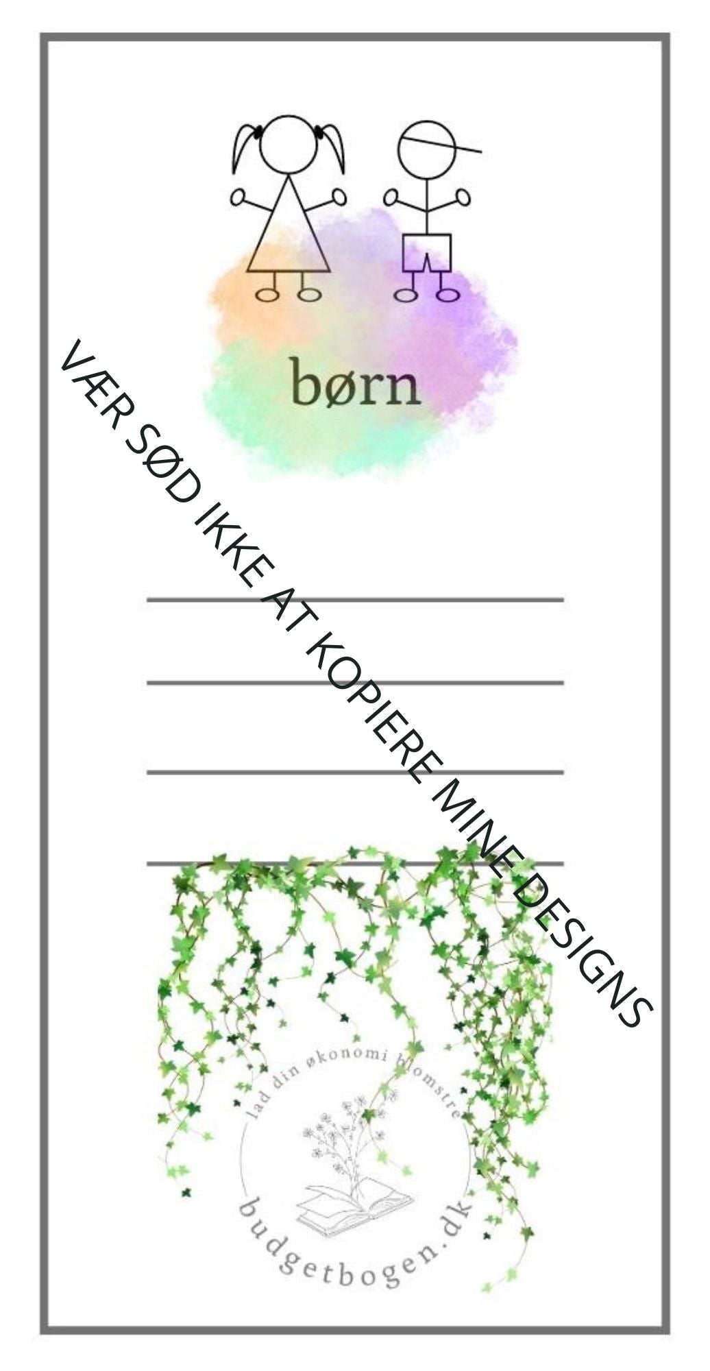 Børn - kategoriark til lomme