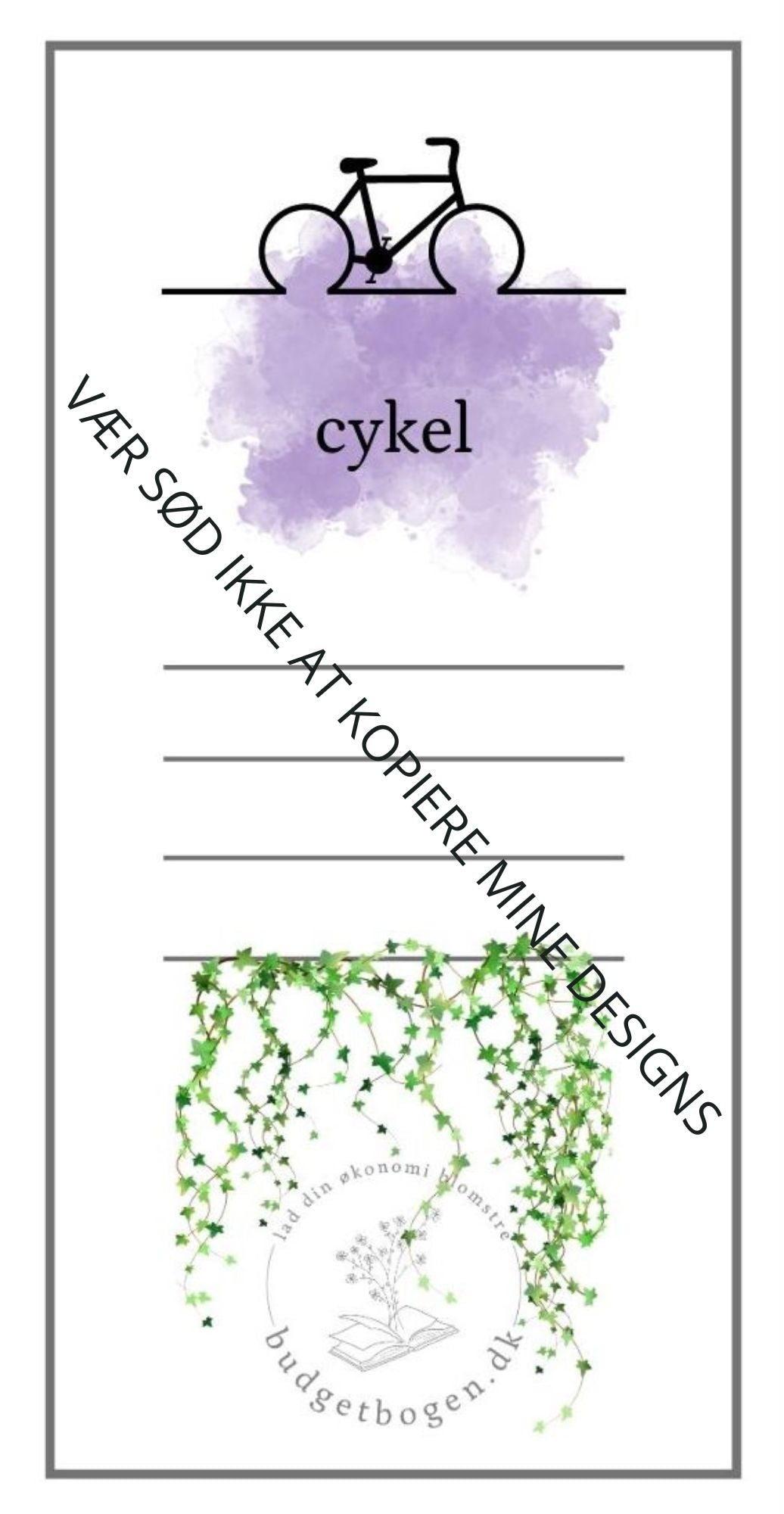 Cykel - kategoriark til lomme