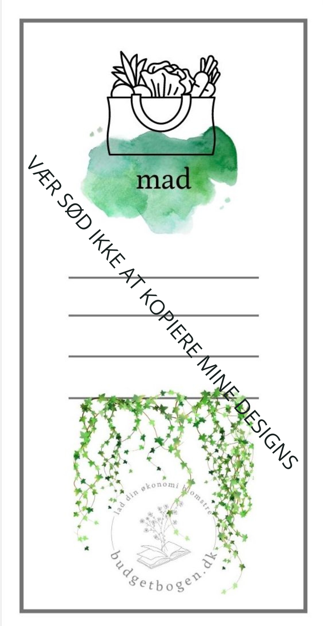 Mad - kategoriark til lomme