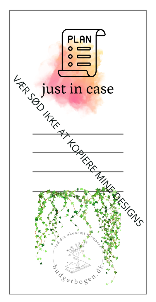 Just in case- kategoriark til lomme